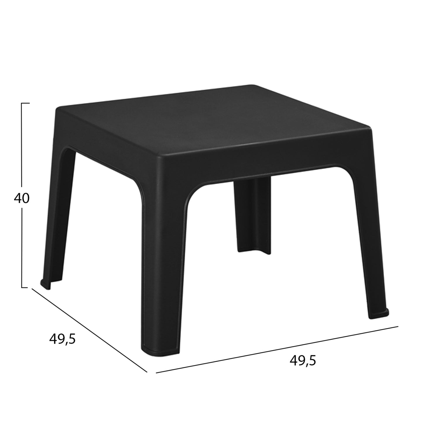 Square Coffee Table Sleek Hm6371.02 Polypropylene In Black 56x56x40hcm.