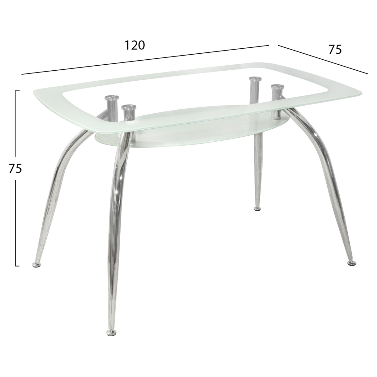 Dining Table Norris 120Χ75Χ75cm Hm0086.01 Glass White