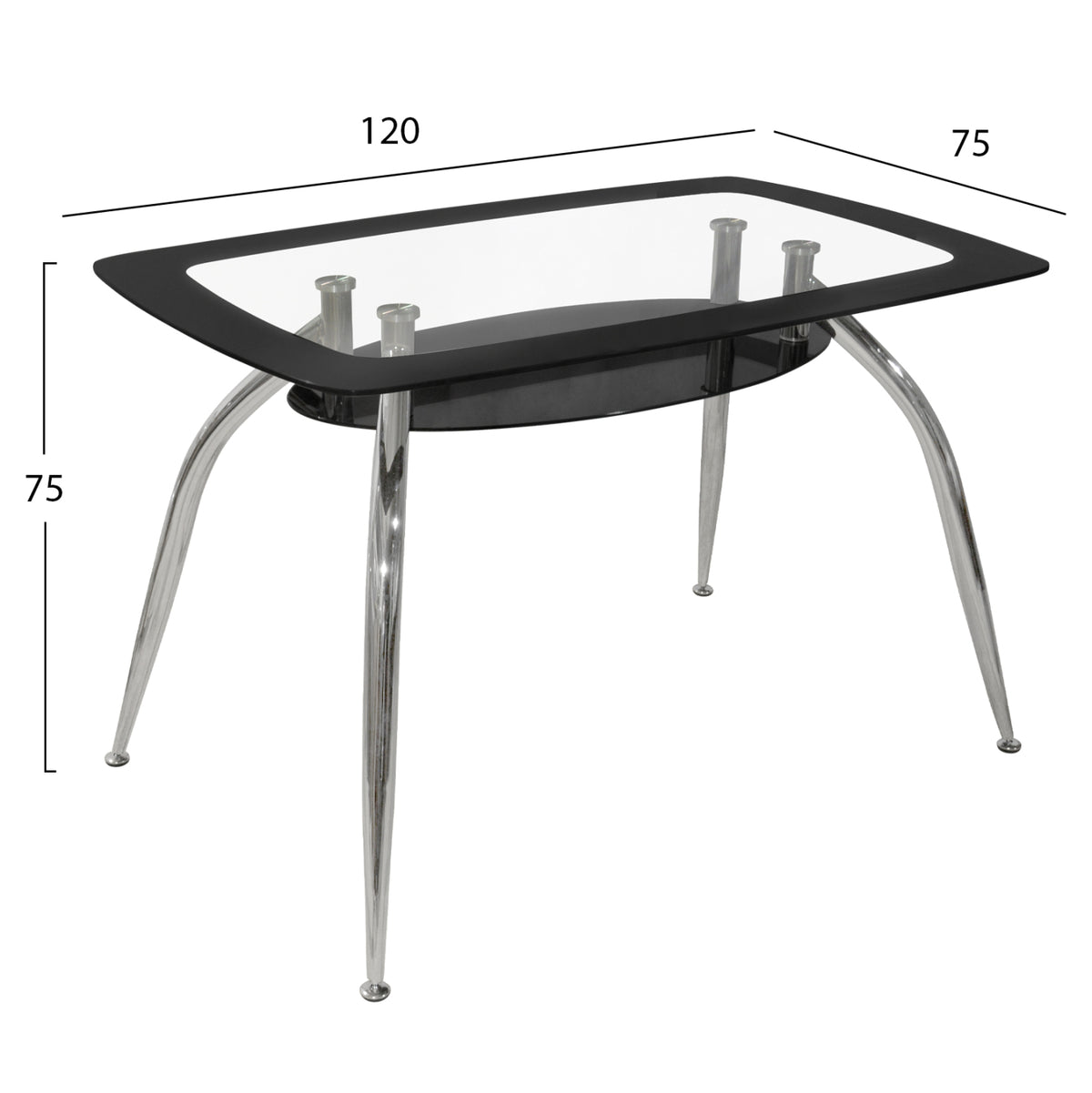 Dining Table Norris 120Χ75Χ75cm Hm0086.02 Glass Black