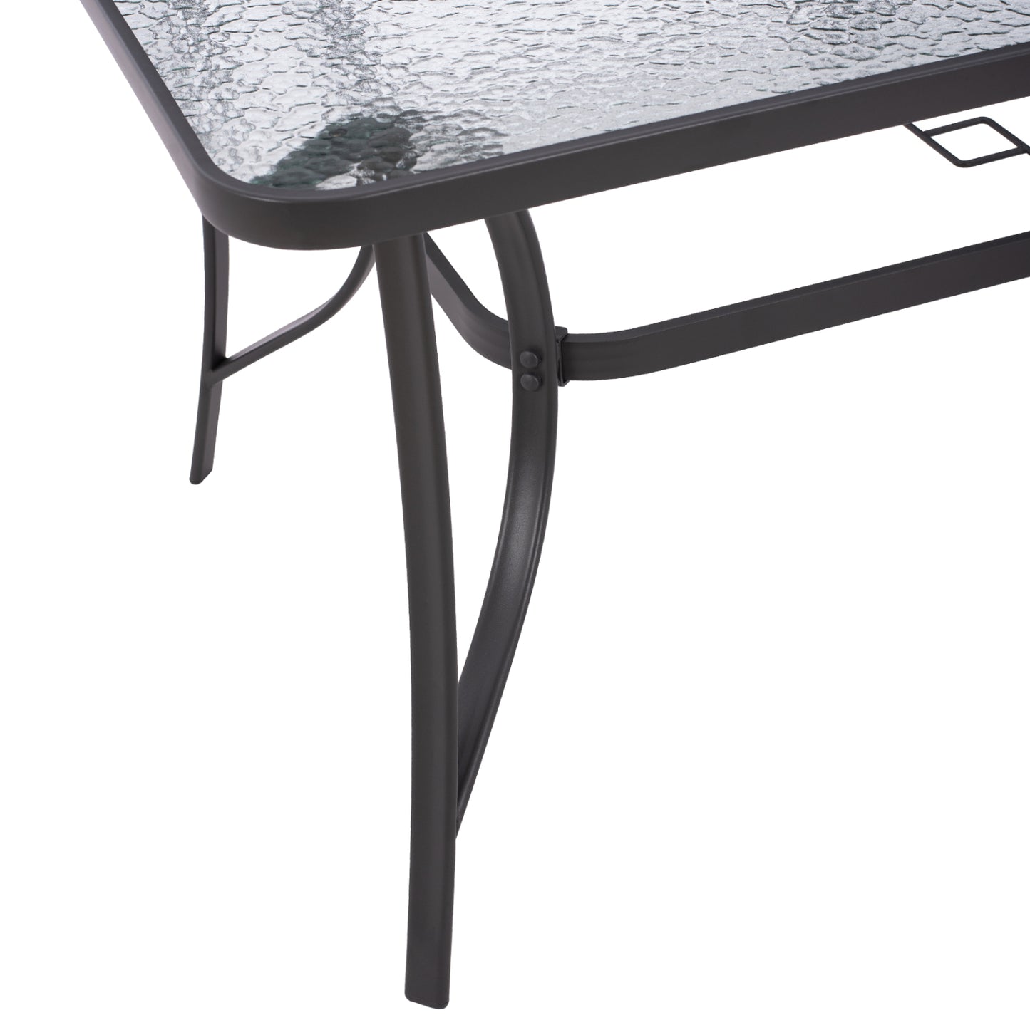 Table 150x90Χ75cm. Metallic Rectangular Gray With Umbrella Hole D38cm Hm5145.11