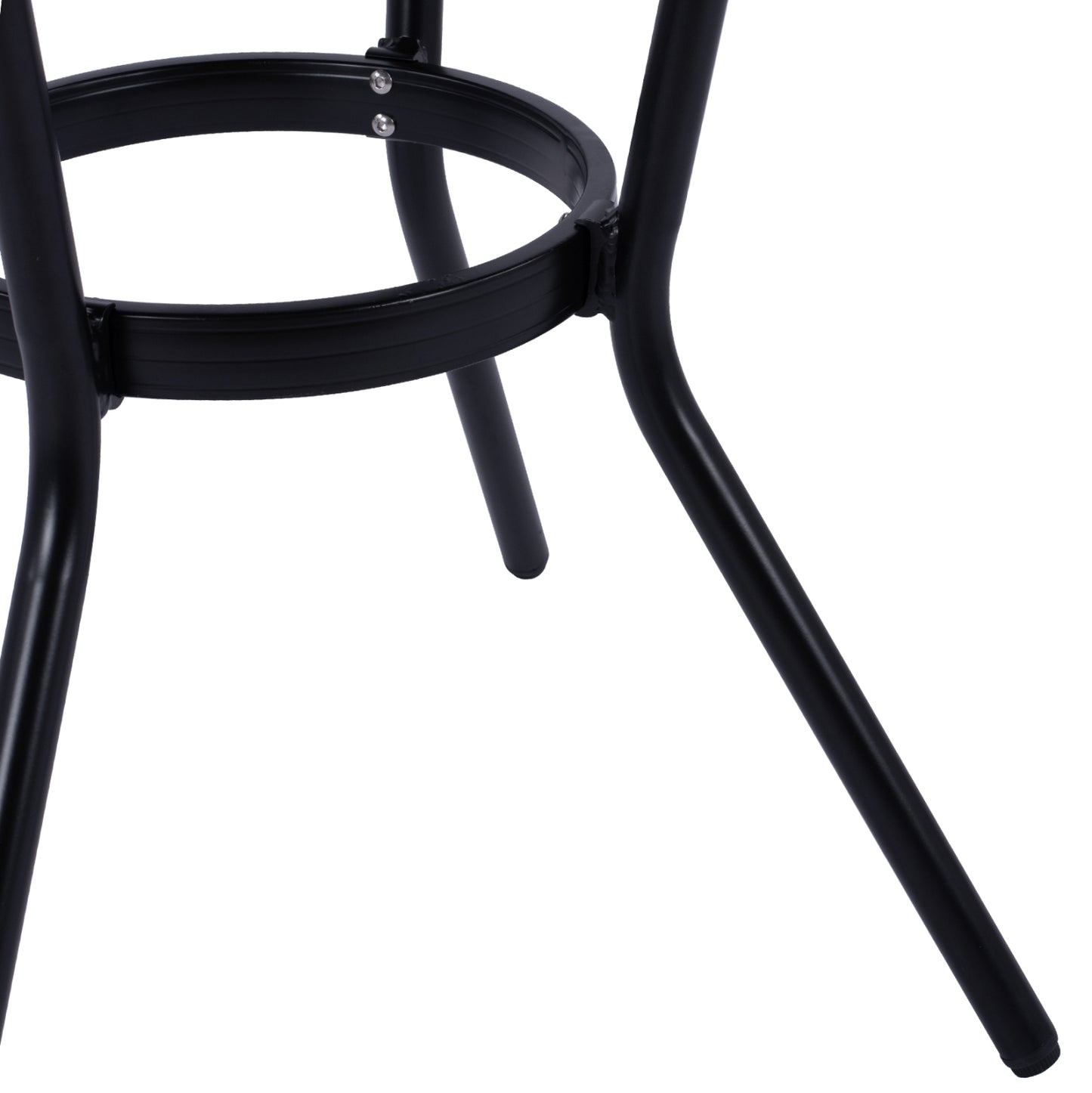 Aluminum Table '70cm Bamboo Look Hm5532.02 Black With Glass Φ70x76 Cm