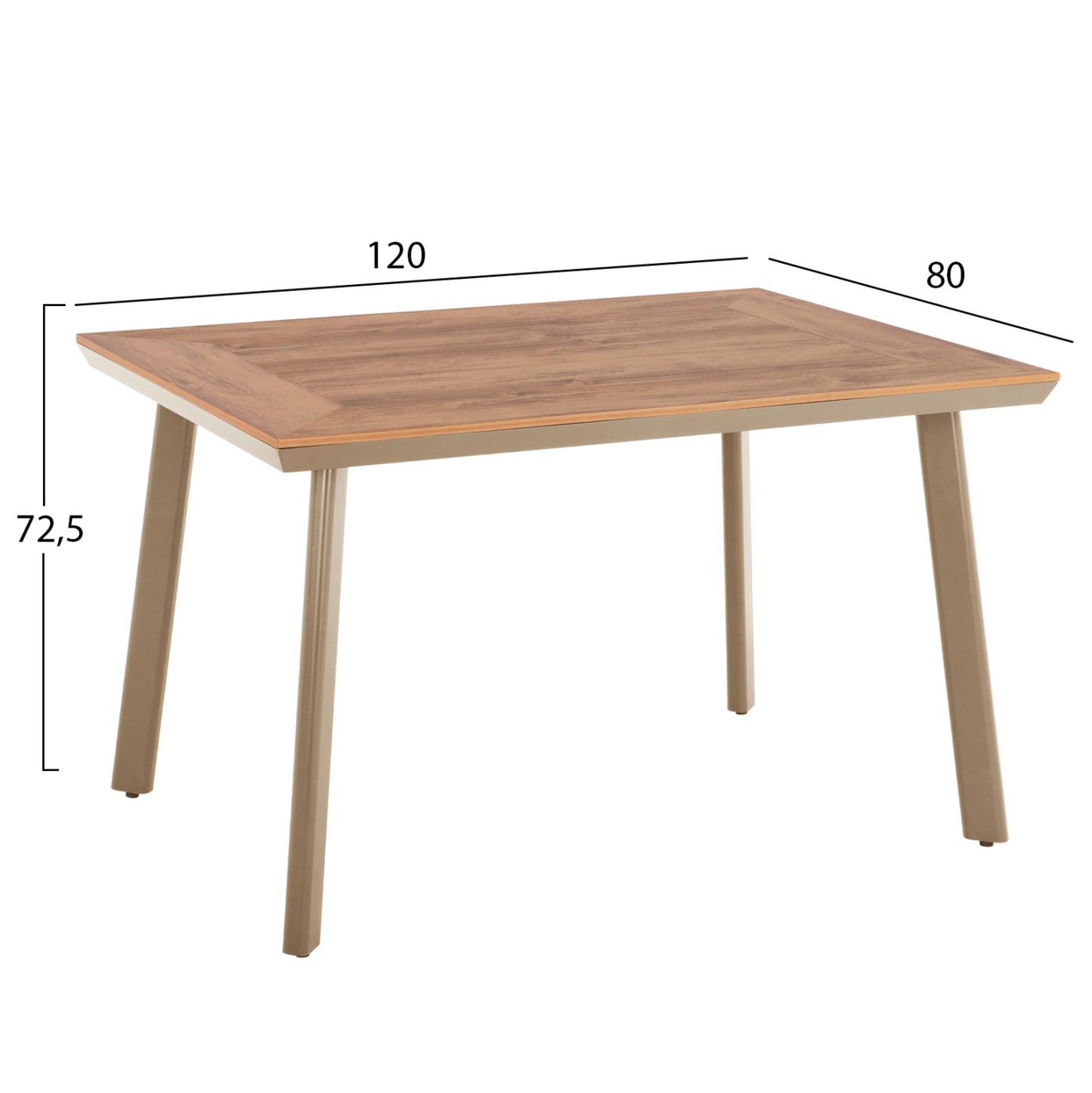 Aluminum Dining Table Taber Hm5562.04 Cappuccino With Polywood Top 120x80x75hcm.