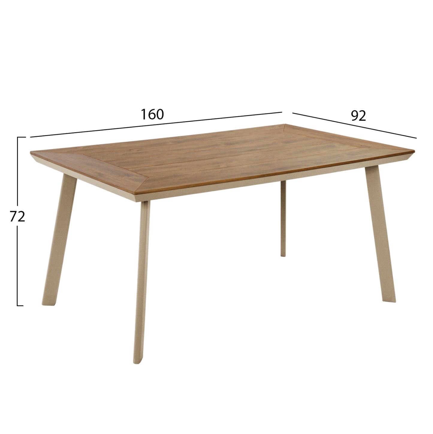 Aluminum Dining Table With Polywood Top Taber Hm5132.04 Cappuccino Color 160x92x72hcm.