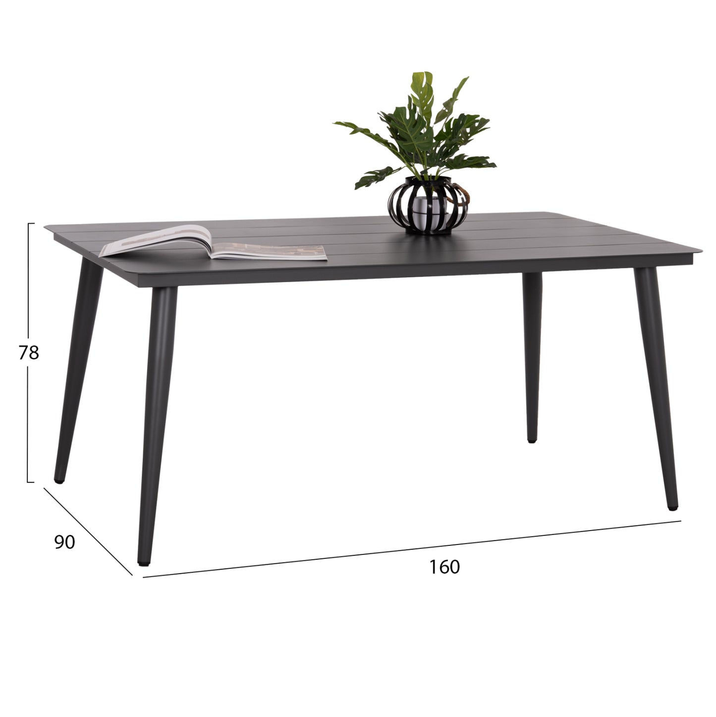 Aluminum Dining Table Rectangular Higer Hm6291.01 Grey 160x90x78hcm.