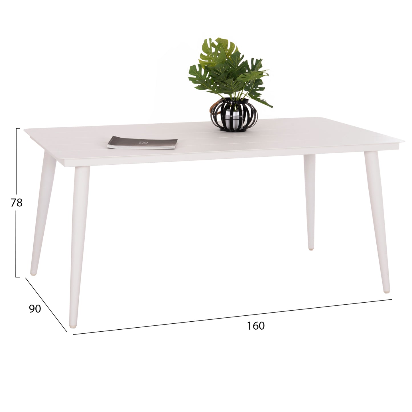Aluminum Dining Table Rectangular Higer Hm6291.02 White 160x90x78hcm.