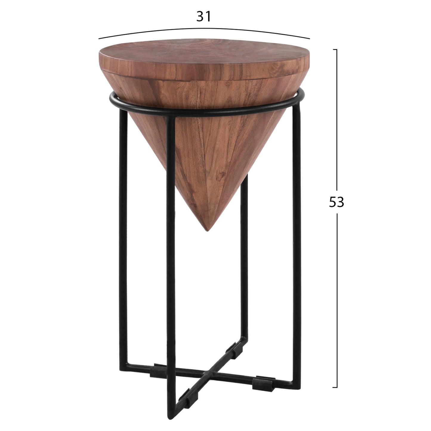 Side Coffee Table Hm8217.11 Solid Acacia Trunk Φ31x53Η