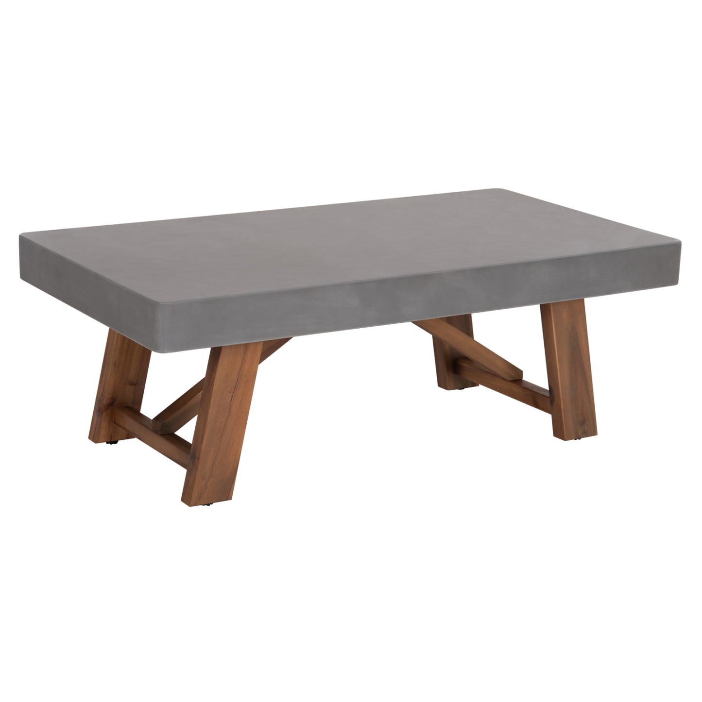 Outdoor Coffee Table Maeve Hm6595.01 Grey Fiber Cement Top--acacia Wood Legs 130x70x45hcm
