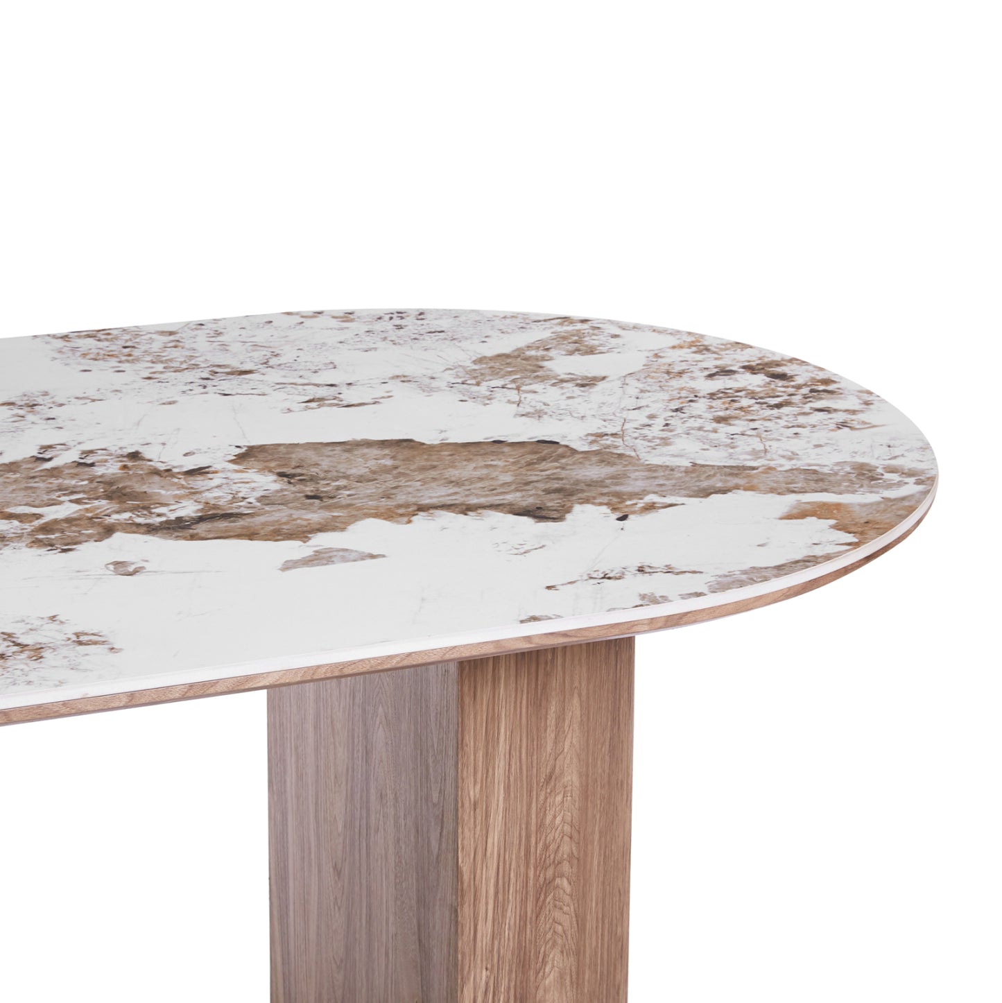 Dining Table Oval Marblex Hm18428 Ceramic Top In Pandora Color--mdf Legs In Walnut 210x100x77hcm.