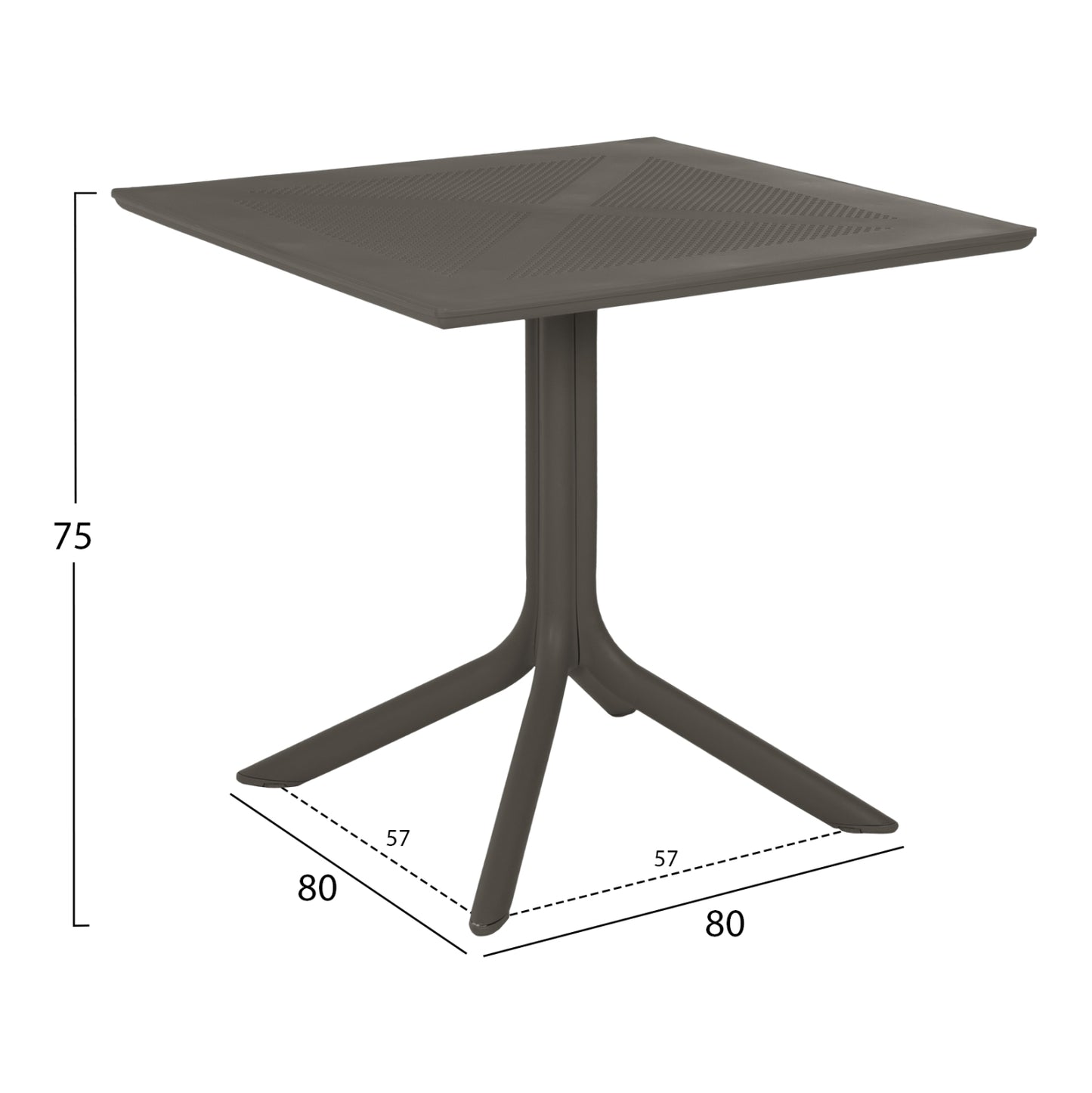 Outdoor Polypropylene Square Table Lunar Hm5930.15 Dark Olive 80x80x75hcm.