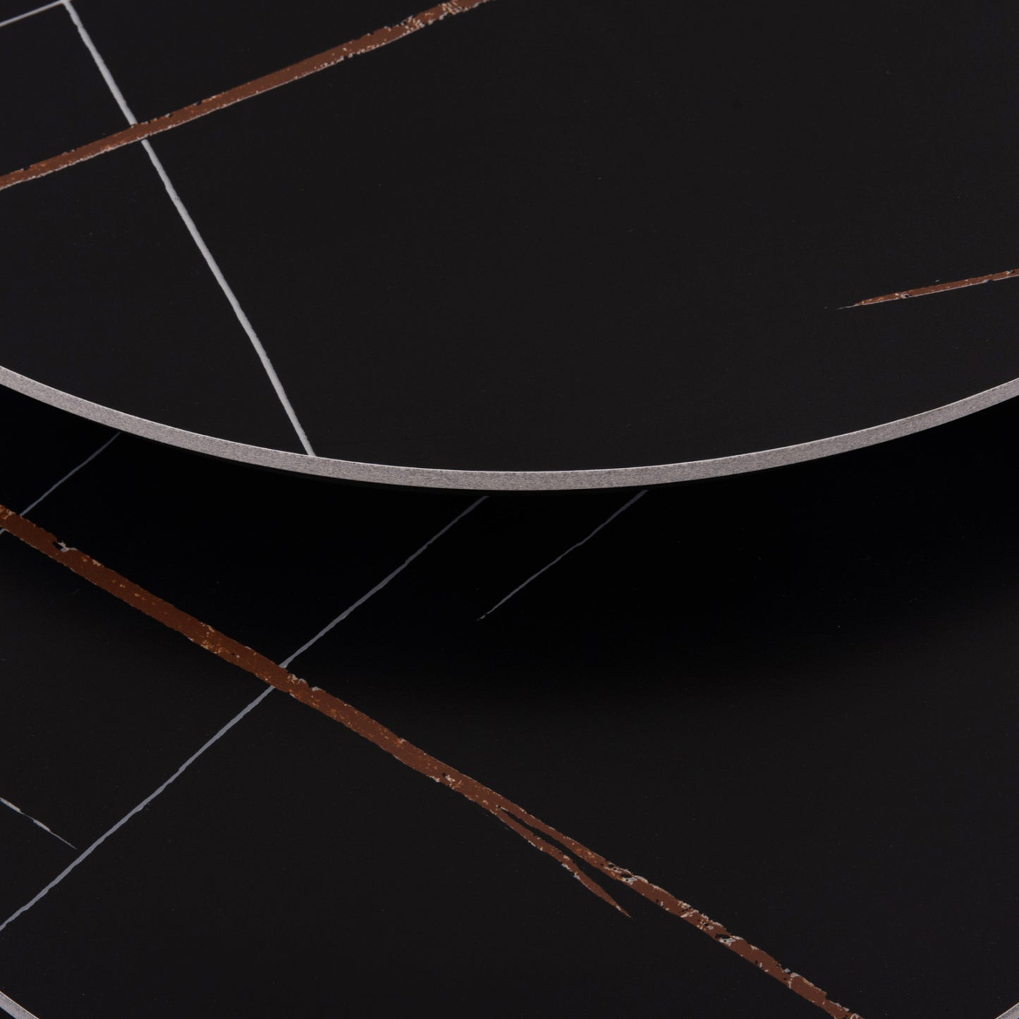 Coffee Tables 2pcs Set Talos Hm18140.02 Black Marble Look Ceramic Top Φ70x45.5hcm.