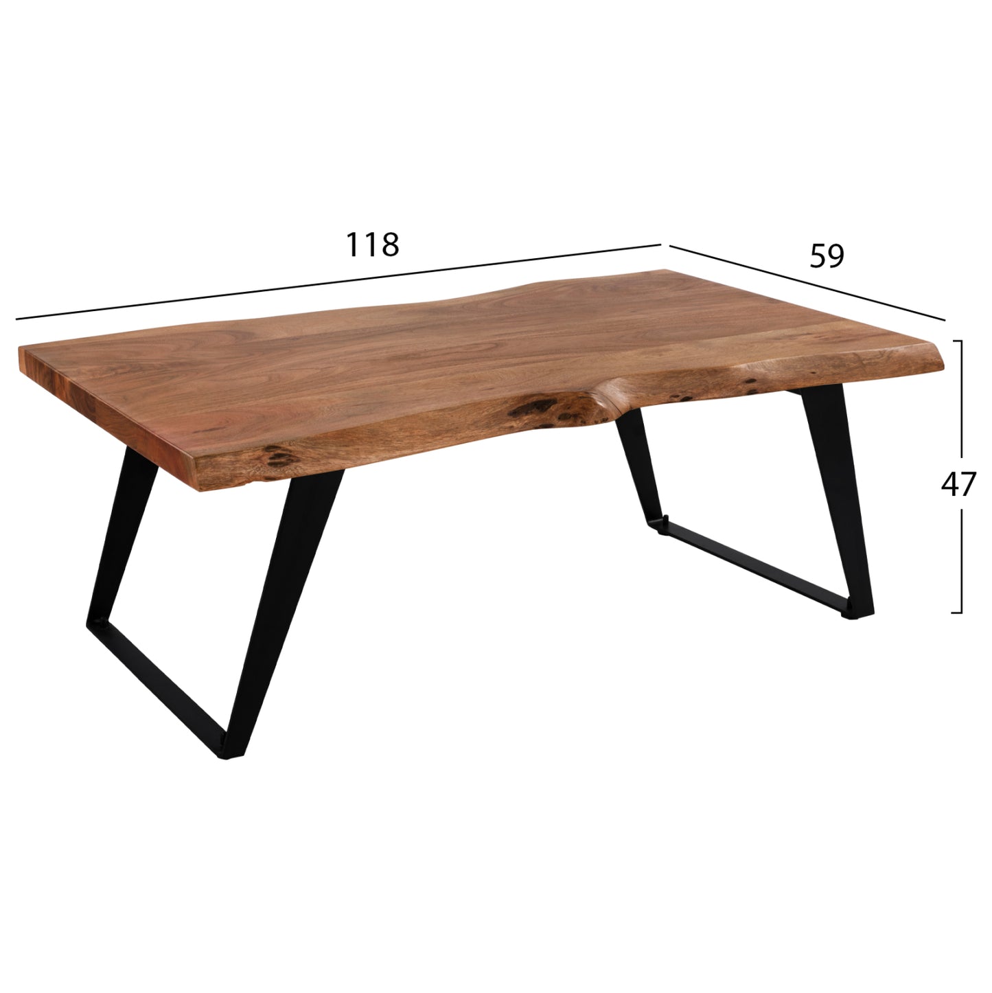 Coffee Table Alicia Hm8171.11 Solid Oak Wood 118x59x47 Cm.