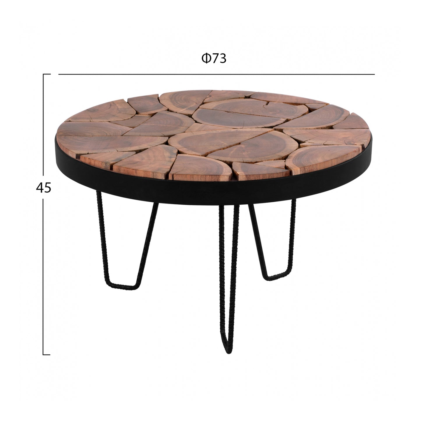 Coffee Table Timothy Hm8366.11 Solid Acacia Φ73x45h