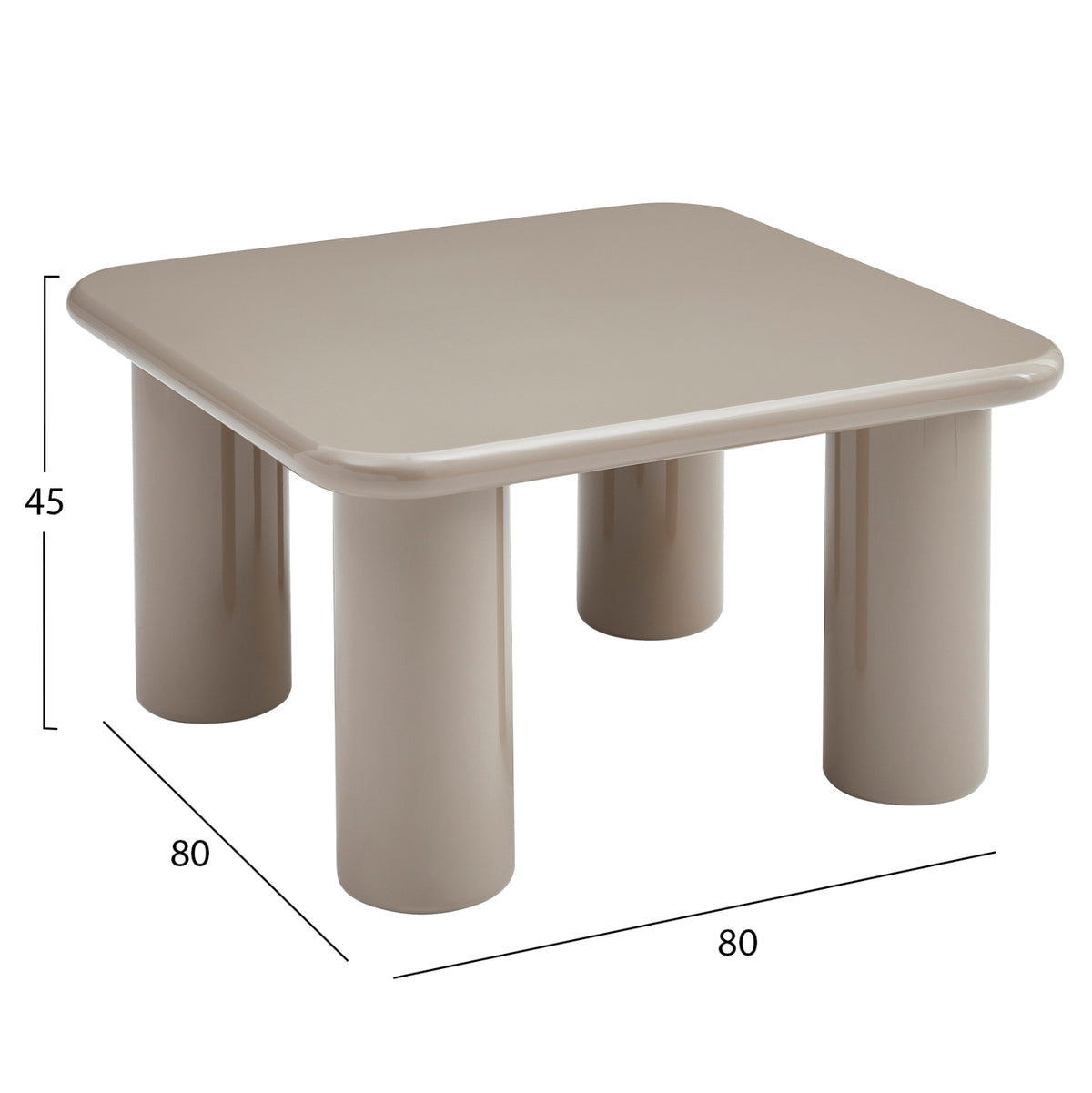 Coffee Table Solna Hm18453.05 Mdf In Glossy Taupe 80x80x45hcm.