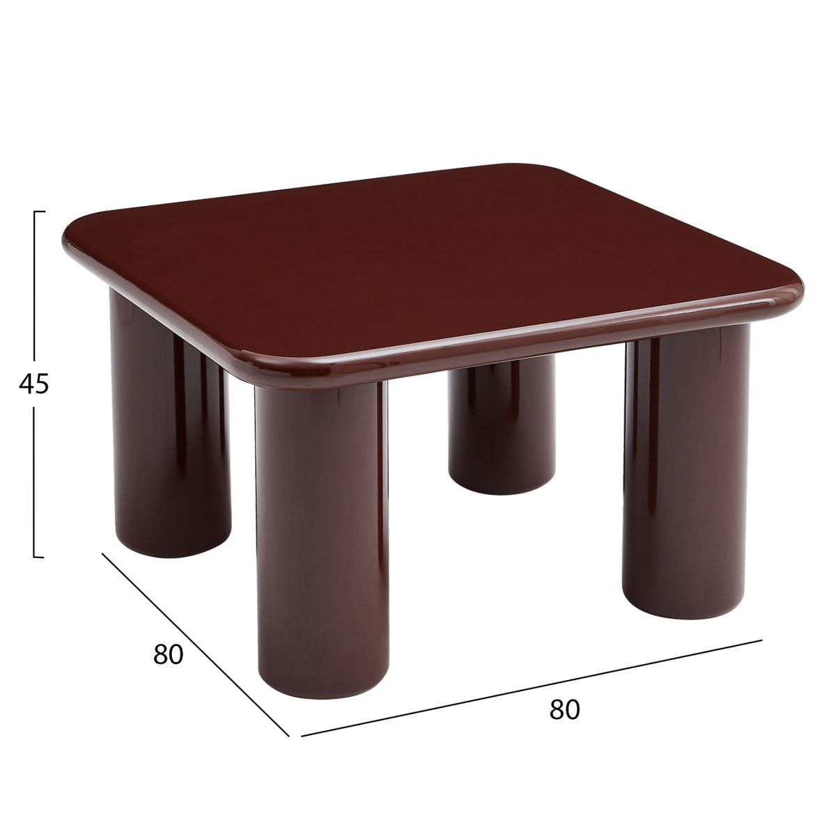 Coffee Table Solna Hm18453.06 Mdf In Glossy Red 80x80x45hcm.