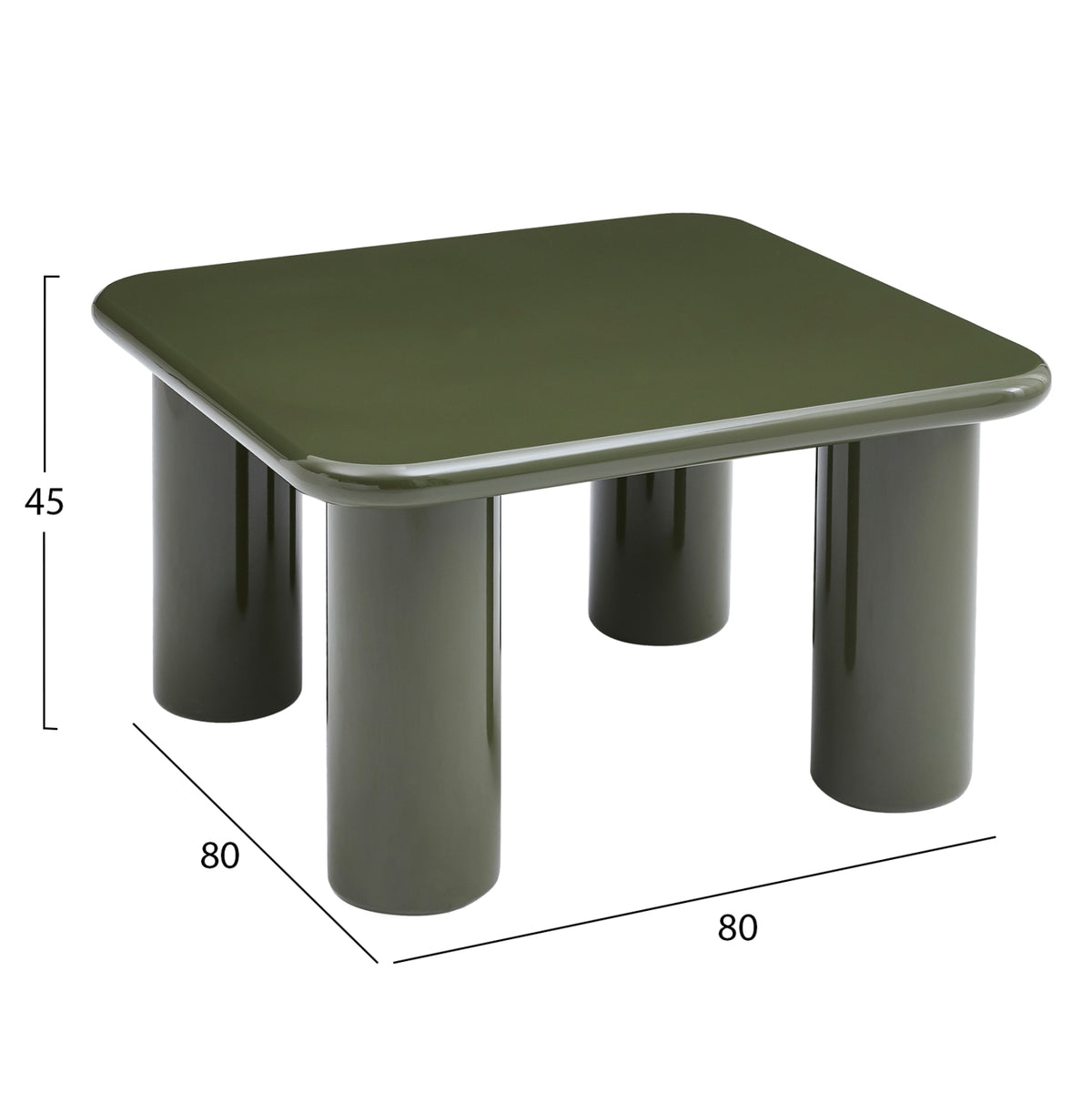 Coffee Table Solna Hm18453.07 Mdf In Glossy Olive Green 80x80x45hcm.