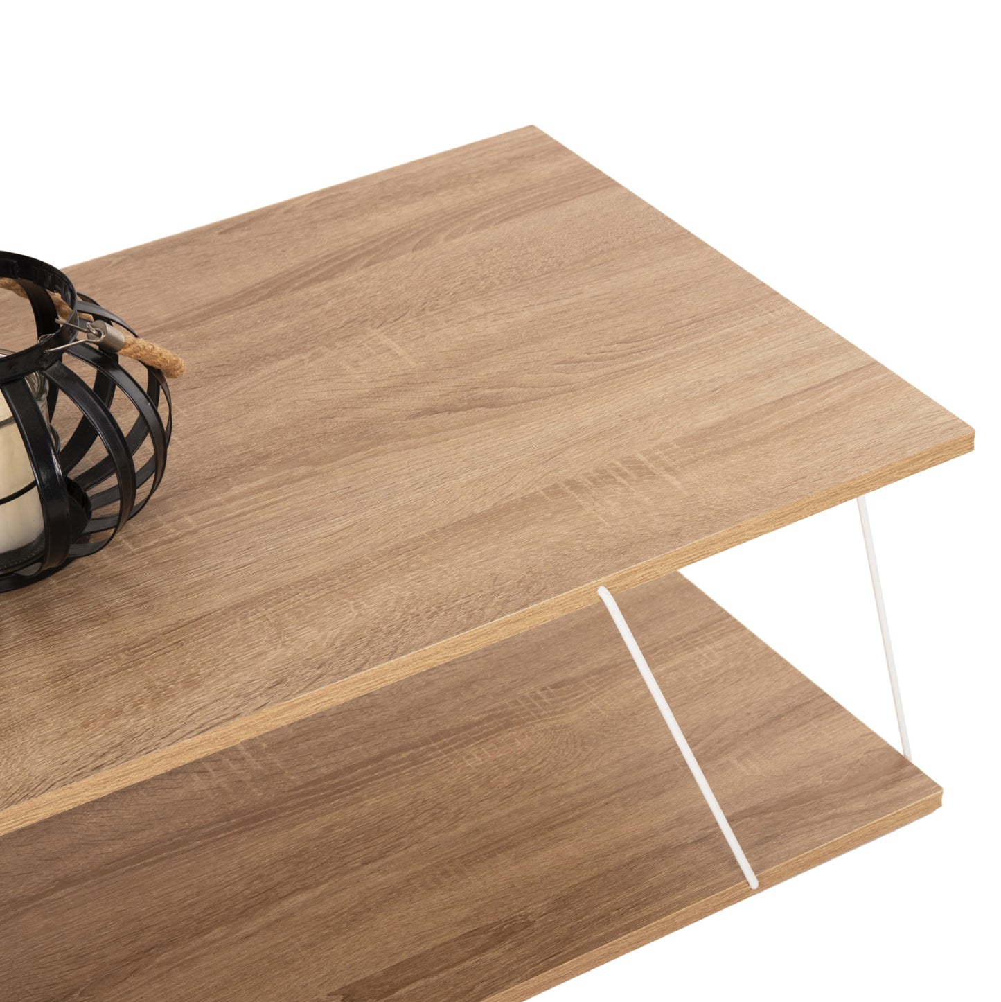 Coffee Table Tars Hm8927.14 Sonoma Melamine-white Metal Rods 120Χ50Χ30hcm.