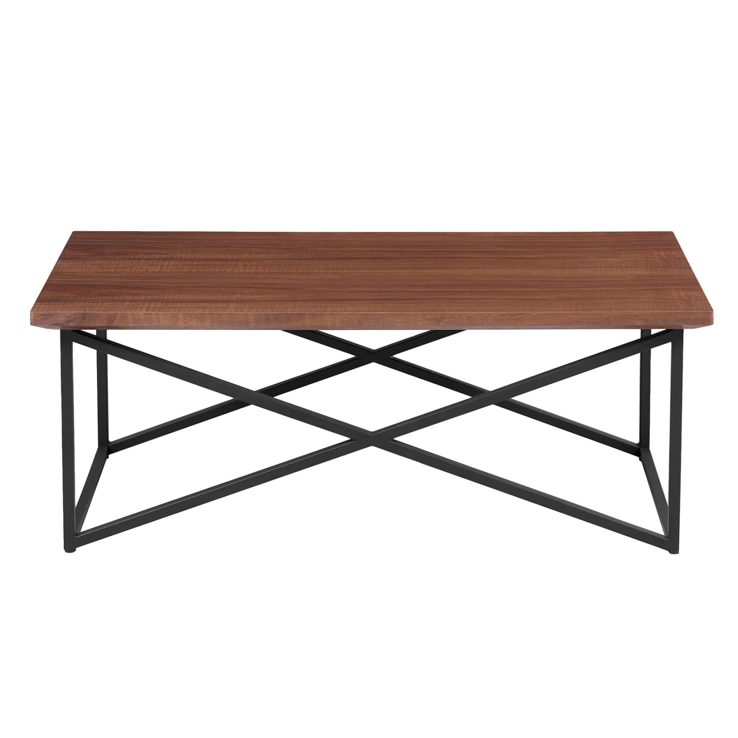 Coffee Table Hm9469.02 Mdf With Walnut Wood Veneer Top-black Metal Base 120x60x45,5hcm.