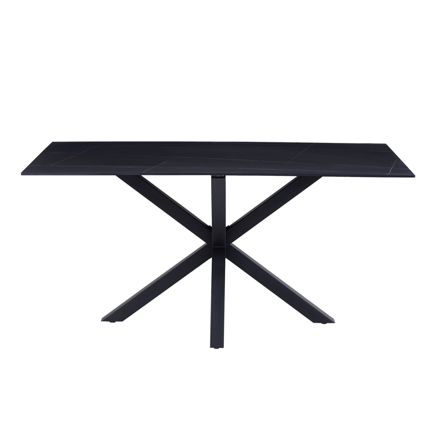 Coffee Table Hm9470.04 Black Marble Sintered Stone Top-black Metal Base 120x60x45,5hcm.