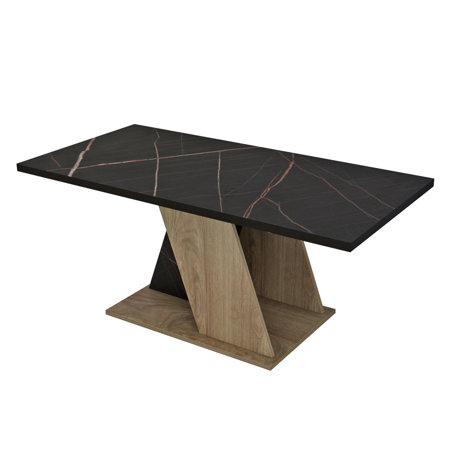 Coffee Table Dile Hm9528.03 Melamine In Natural-black Marble 110x55x47hcm.