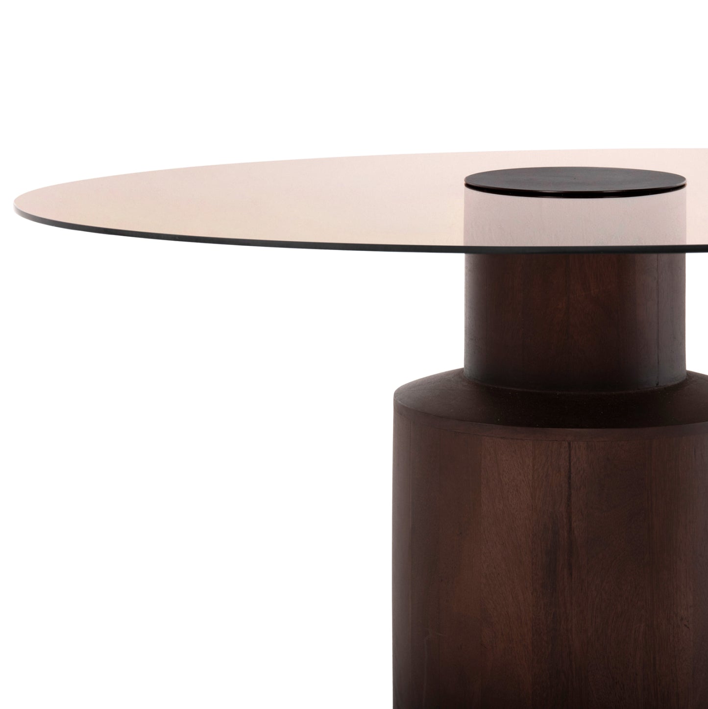 Coffee Table Sunnet Hm9670 Mango Wood In Brown-glass Top Φ80x41hcm.