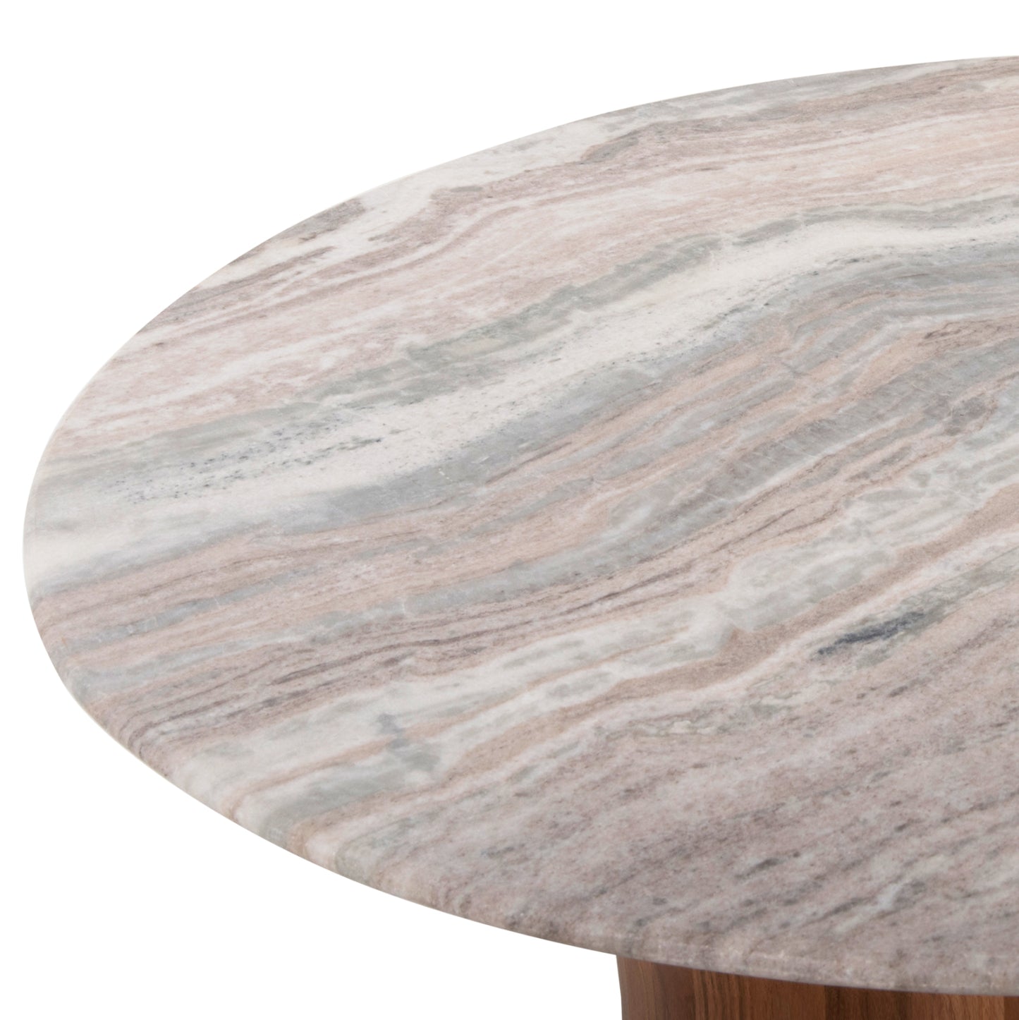 Coffee Table Formel Hm9671 Acacia Wood In Natural-white Marble Top Φ100x40hcm.