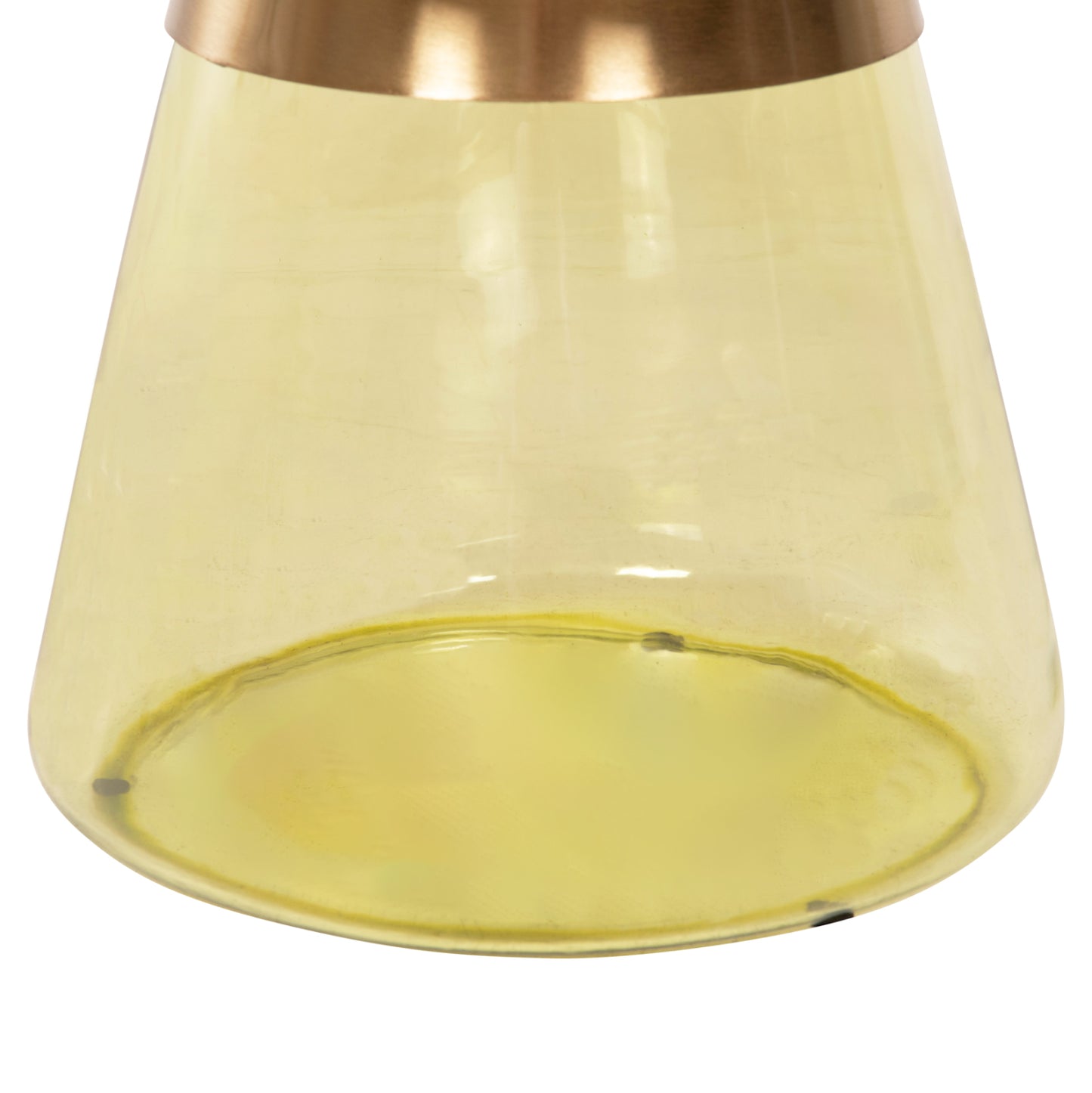 Coffee Table Scal Hm9724 Green Glass Base-metal Top In Gold Φ76x43,5hcm.