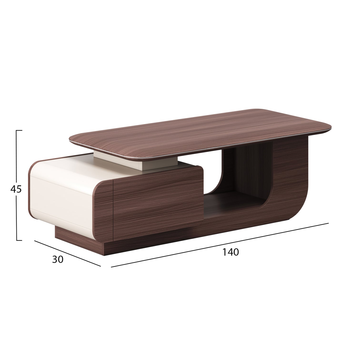 Office Coffee Table Series President Hm2150 Melamine In Walnut-beige 140x60x45hcm.