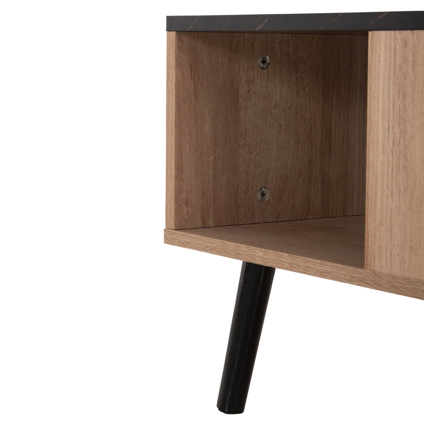 Coffee Table With Shelf Gunnez Hm9036.22 Oak-black Marble Look 90x54x38,5h Cm.
