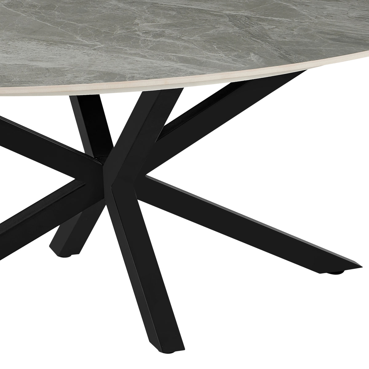Coffee Table Oval Eragon Hm18463.03 Sintered Stone Top In Grey Marble Color 120x60x45hcm