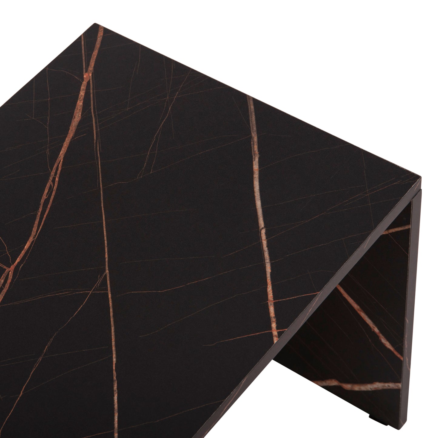 Coffee Tables 3pcs Set Bentil Hm9444.12 Melamine In Walnut-black Marble 65x35x45hcm.