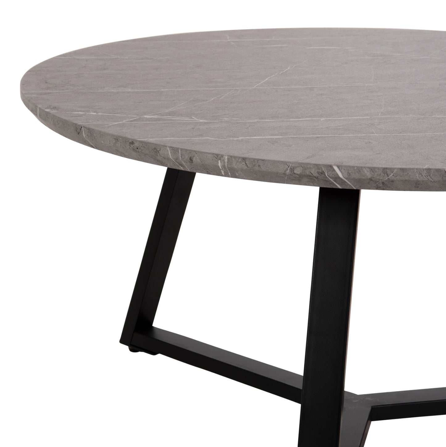 Coffee Table Round Hm9586.02 Mdf Grey Marble-black Textured Metal Base Φ80x42hcm.