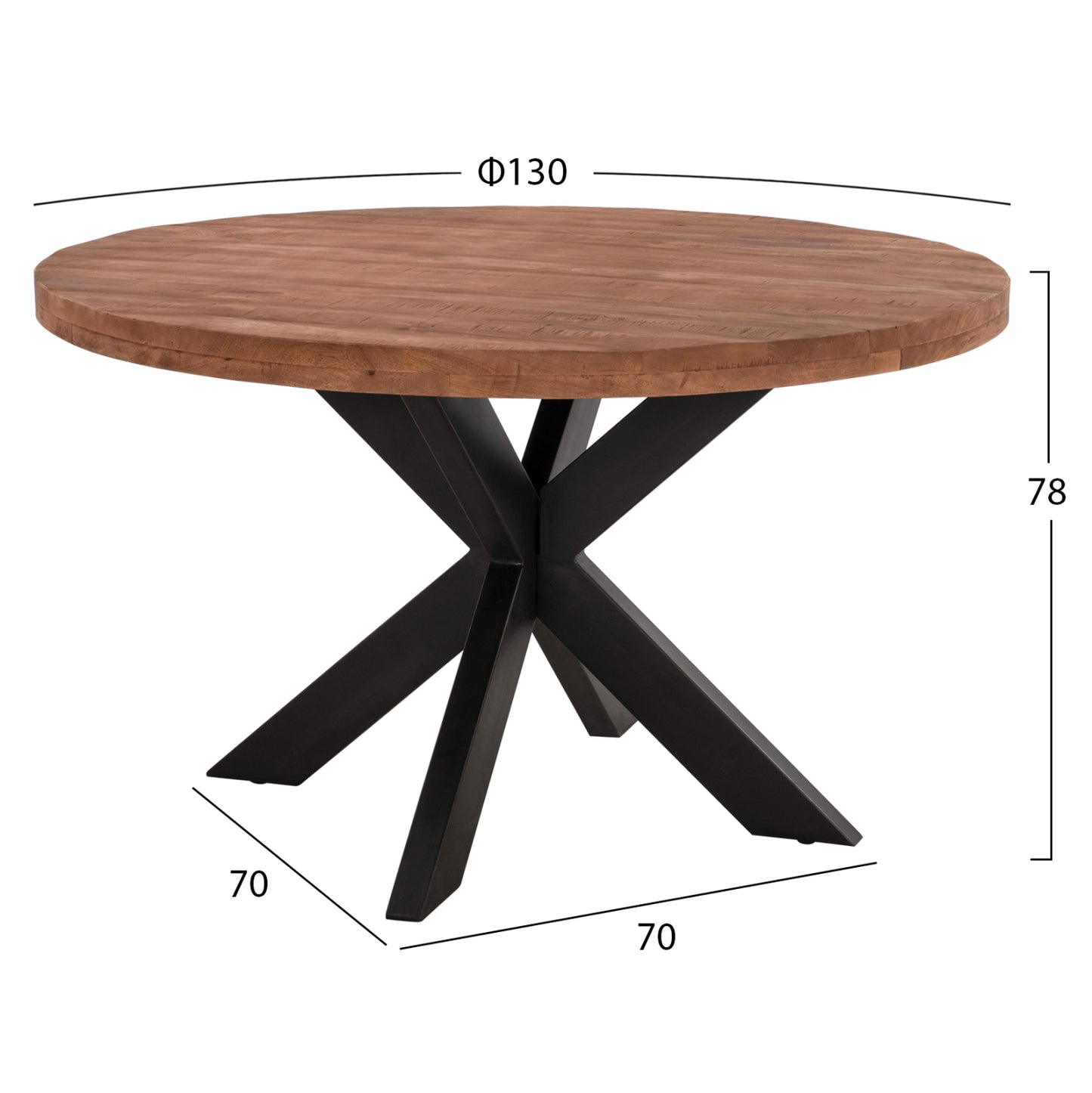 Round Table Φ130x78Η Hm8484.11 Solid Mango Wood