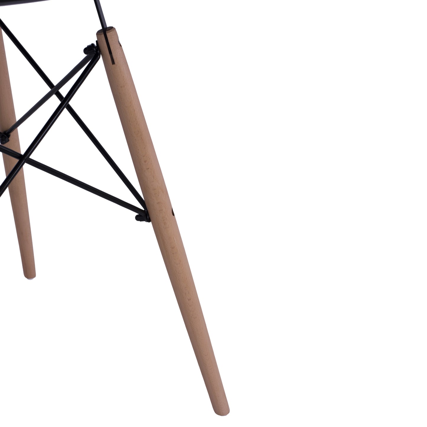 Dining Table Round Minimal Hm0060.02 Mdf In Black Color-beech Wood Legs In Natural Color Φ60Χ72hcm.