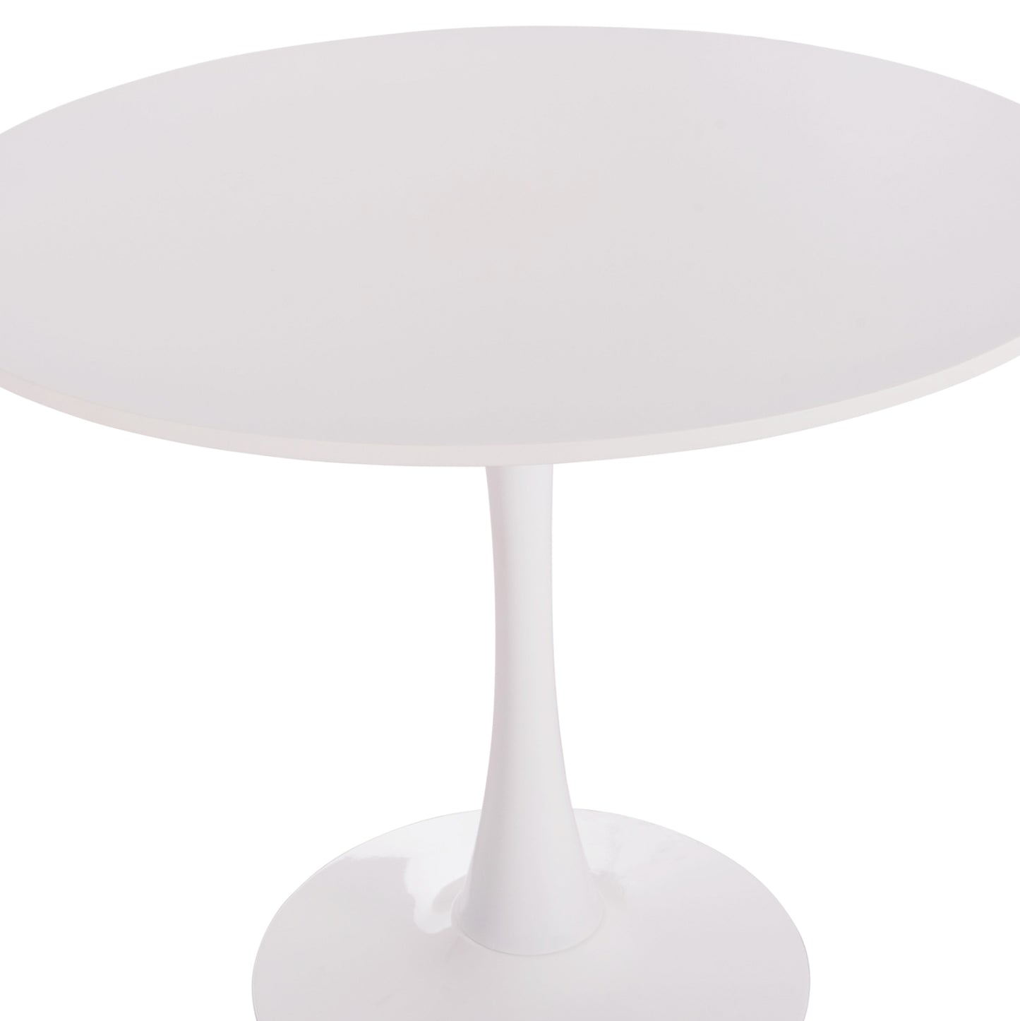 Round Dining Table Brolin Hm18141.01 Mdf Top-metal Base--white Φ90x73hcm.