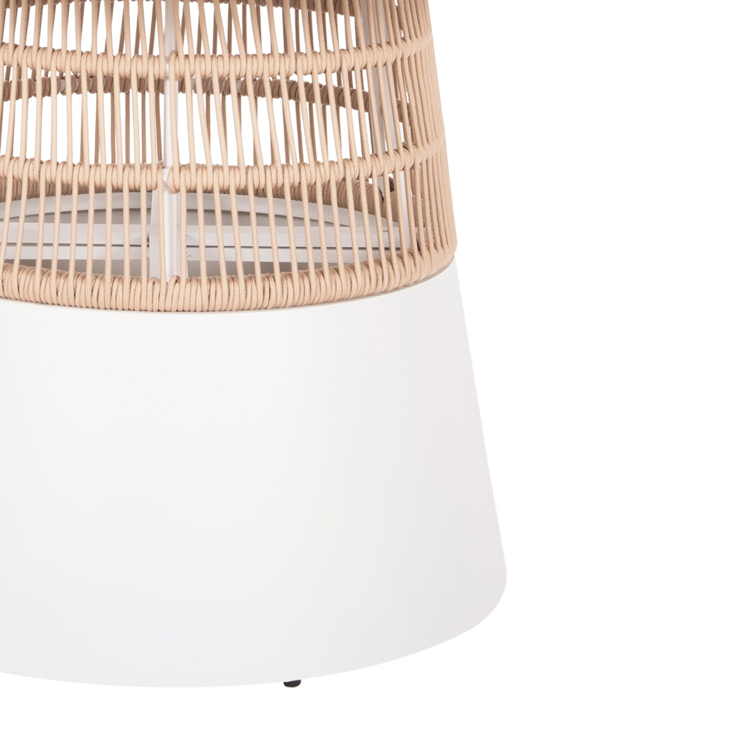 Round Table Saeid Hm6106.02 Aluminum In White-synthetic Rope In Beige Φ120x75hcm.