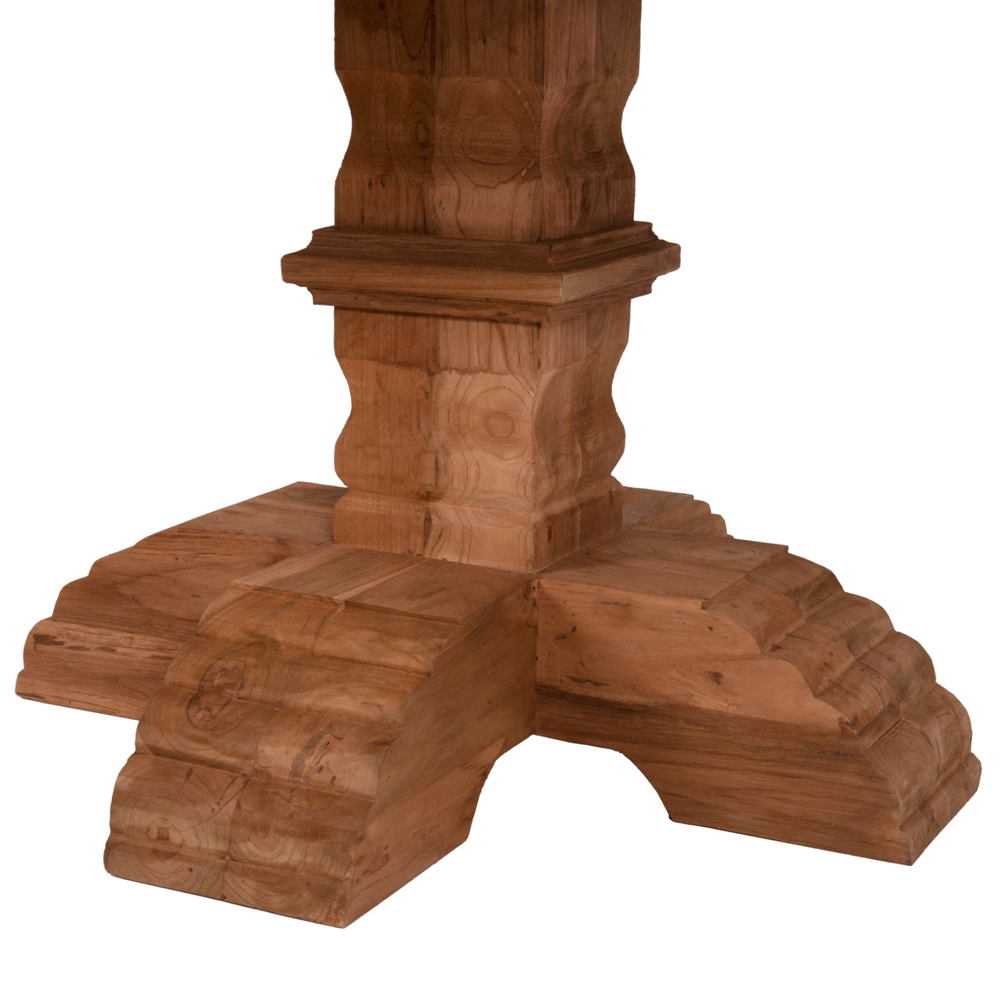 Dining Table Round Provence Hm9642 Recycled Teak Wood Carved Leg-8cm.tabletop Φ180x76hcm.