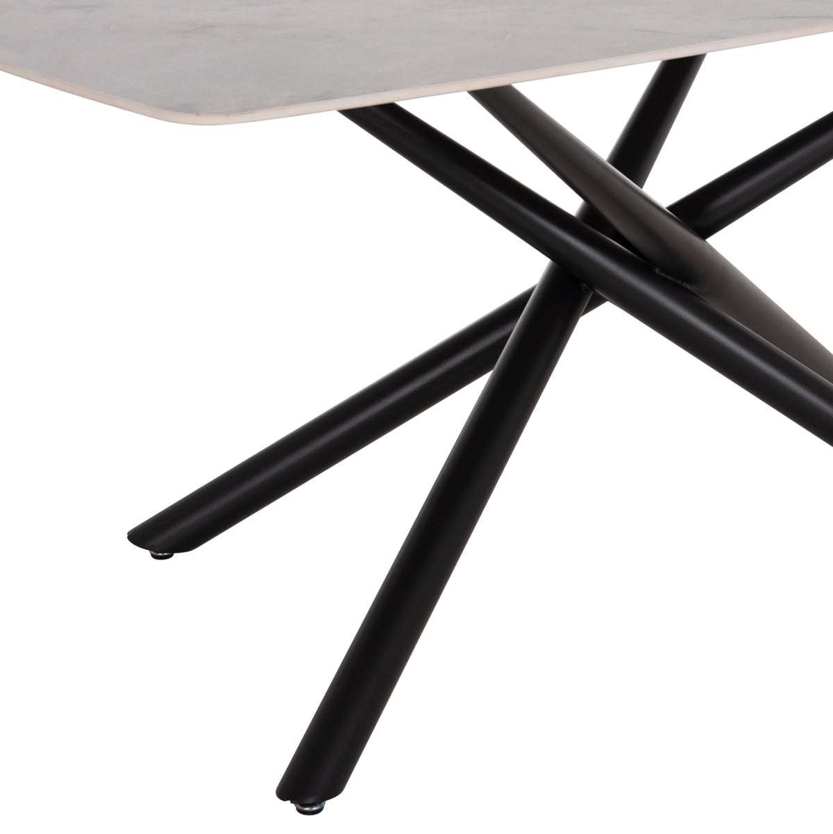 Dining Table Iska Hm18423 Ceramic Top In White/brown Marble Coloring 178x89x79hcm.