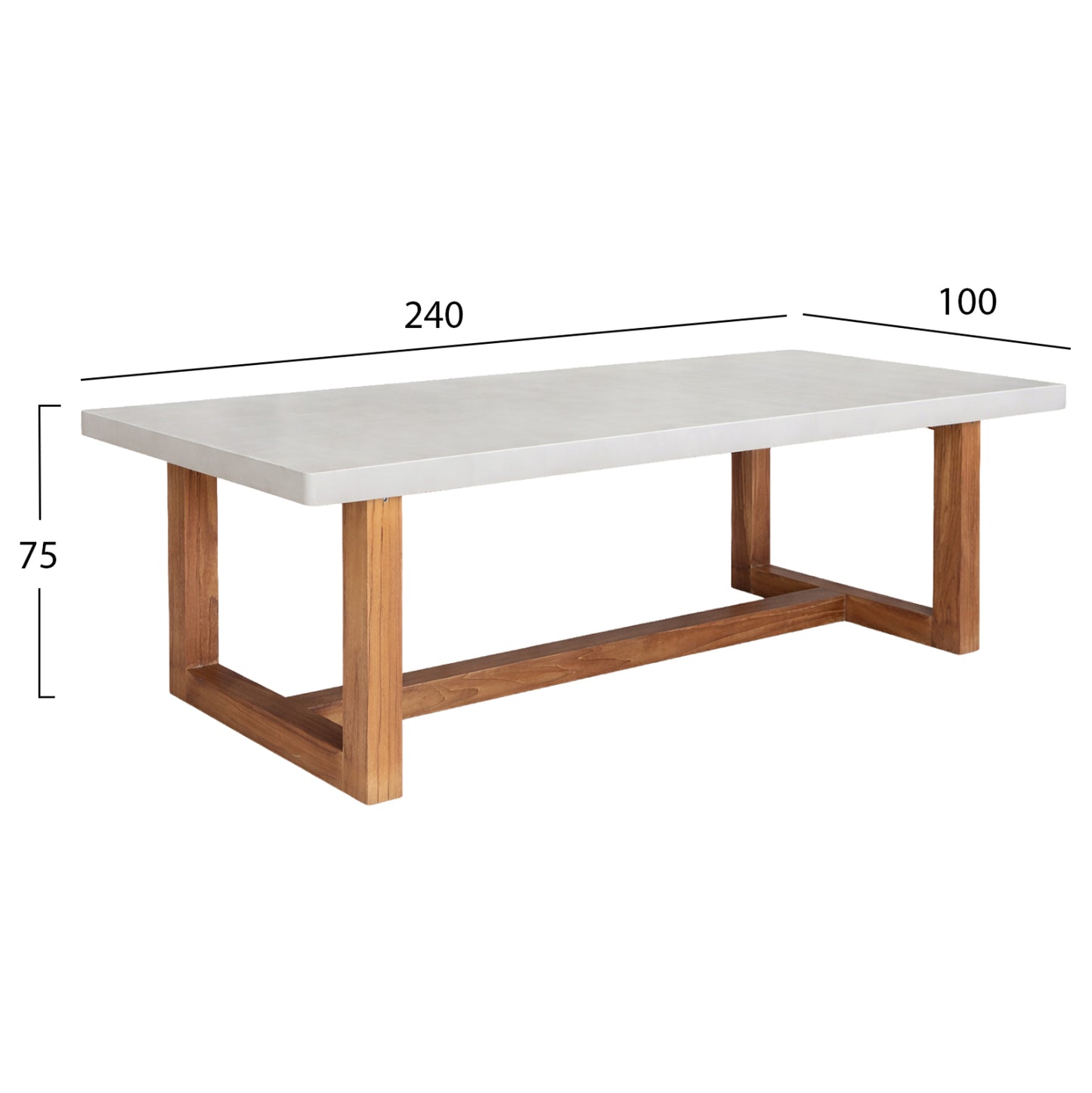 Dining Table Astor Hm6572.02 Beige Fiber Cement Top--acacia Wood Legs 240x100x75hcm