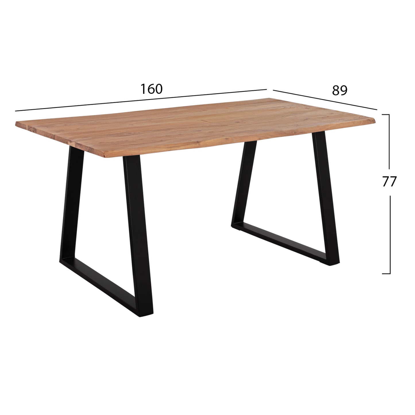 Acacia Dining Table Hm8500.11 Solid Acacia With Black Legs 160x90x76h Cm