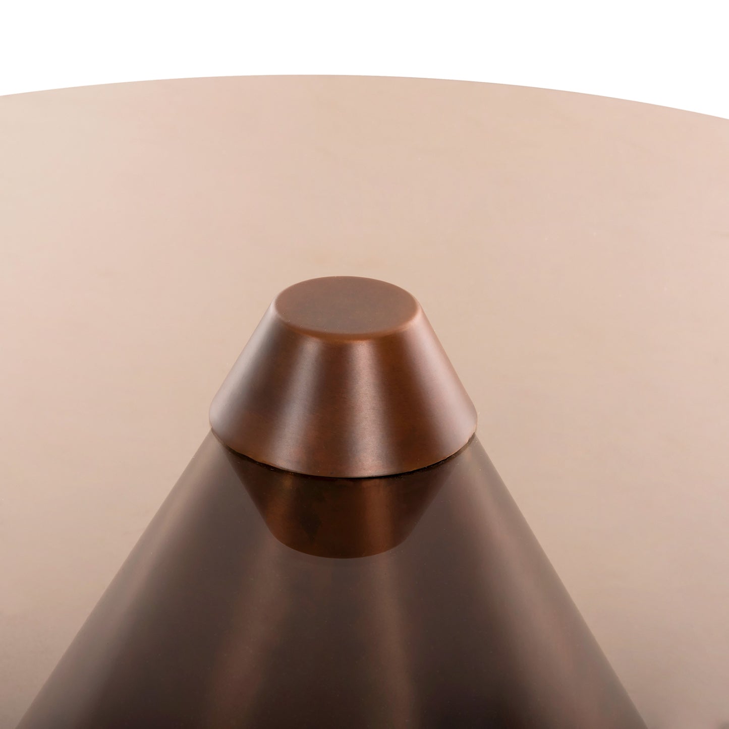 Coffee Tables 2pcs Reben Hm9676 Metal In Burned Copper-smoke Glass Top Φ80 & Φ60 Cm.