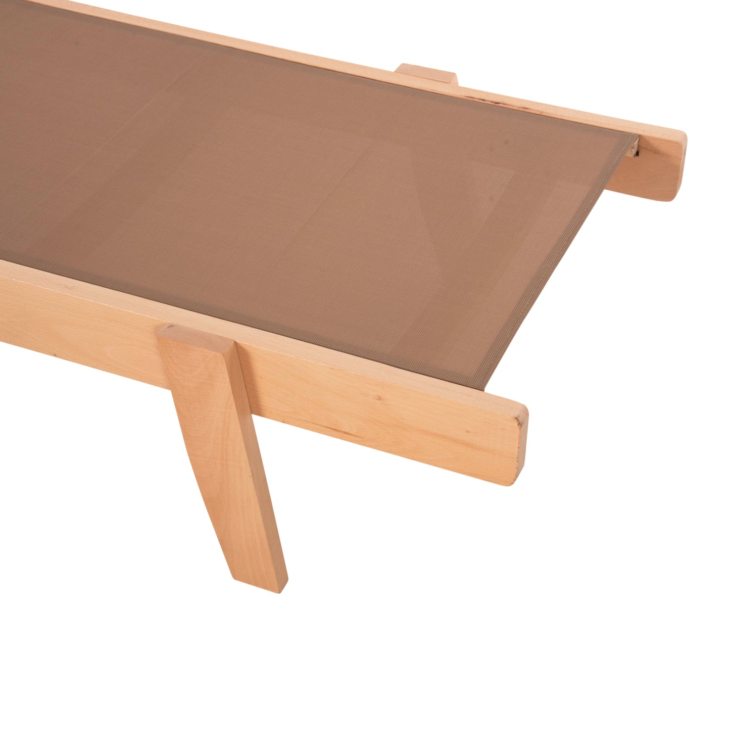Sunbed Professional Creta Beech Wood In Natural Color & Mocha Textilene 200x61-66x31-91hcm.hm10356.05