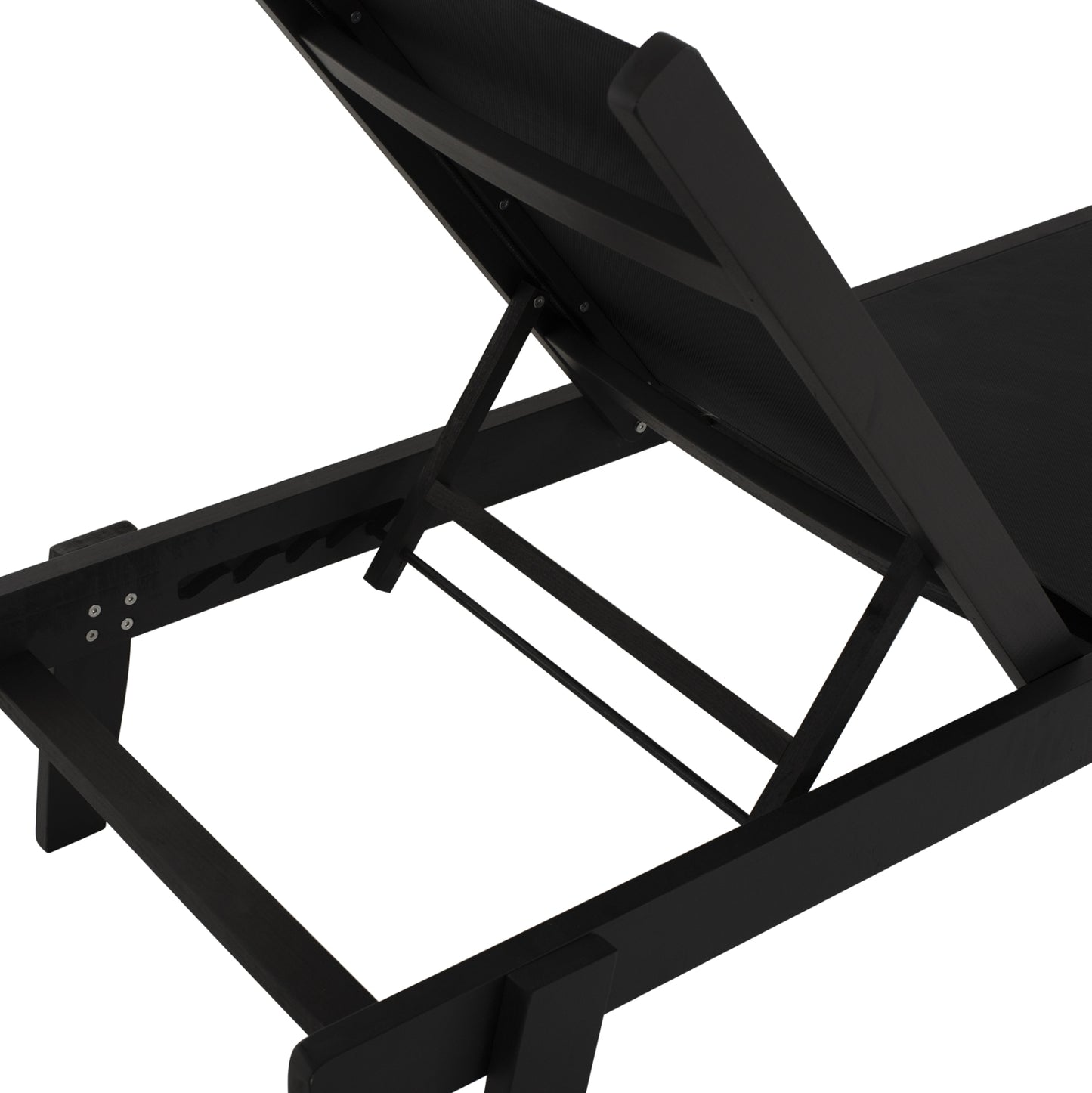 Professional Sunbed Beech Wood Creta Black & Black Fabric Hm11340.02 202,5x66,5x30,5 Cm