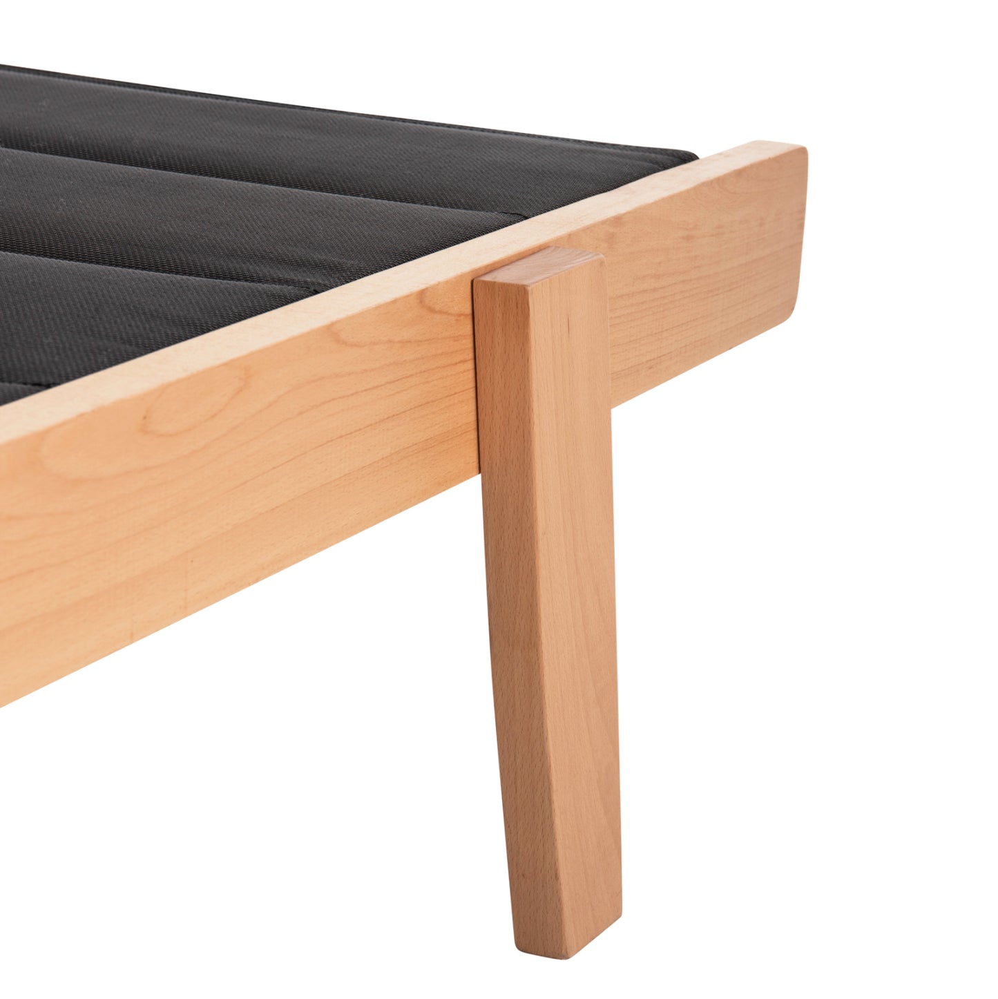 Beach Lounger Milos Hm10650.03 Beech Wood In Natural-black Textilene Cushion Cover 204x65x31,5-92,5h Cm.91hcm.