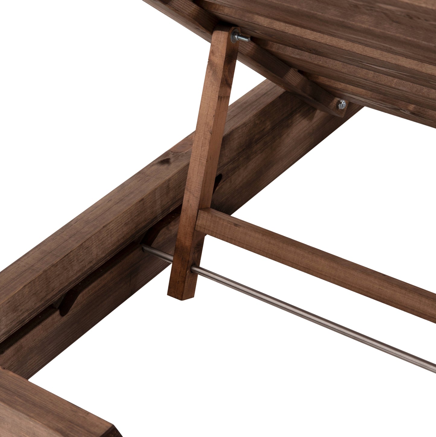 Beach Lounger Korinos Hm10772.04t Pine Wood In Walnut--cushion In Mocha 79x204x77hcm.