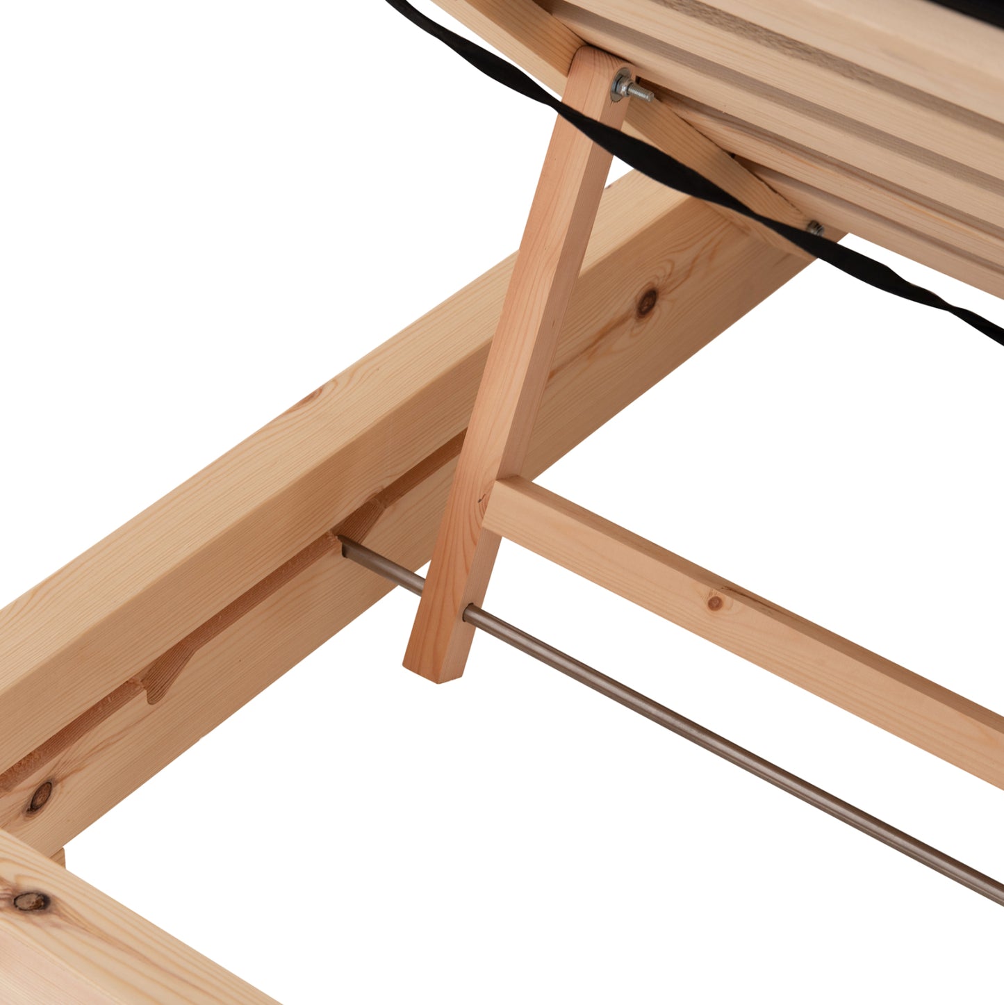 Beach Lounger With Cushion Korinos Hm10777.05t Pine Wood--textilene Cover In Black 79x204x80hcm.