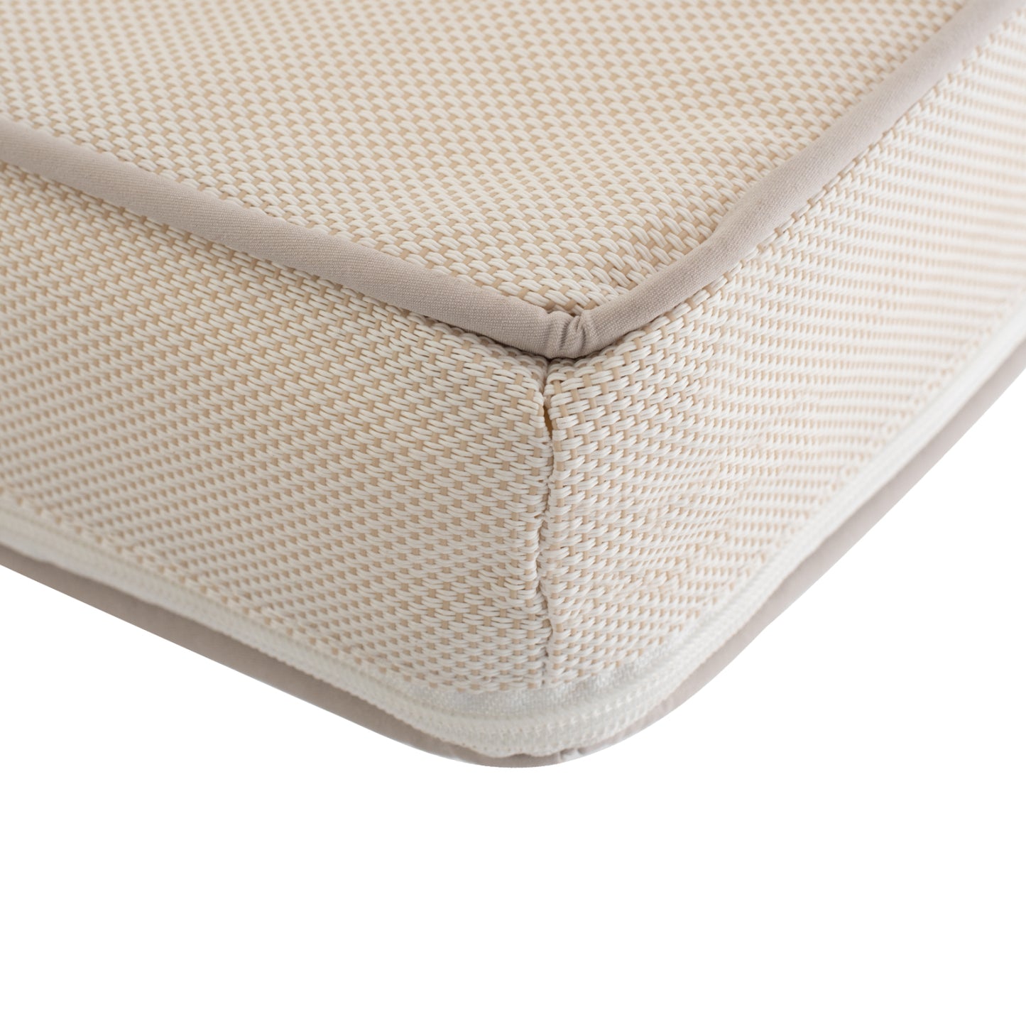 Beach Lounger With Cushion Korinos Hm10776.60t Pine Wood--textilene Cover In Cream 79x204x77hcm.