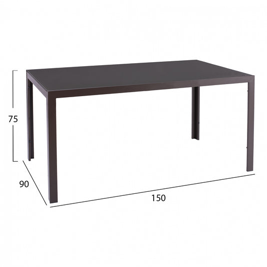 Dining Set 7 Pcs Brown Table 150x90 And Foldable Armchair Hm11531.02