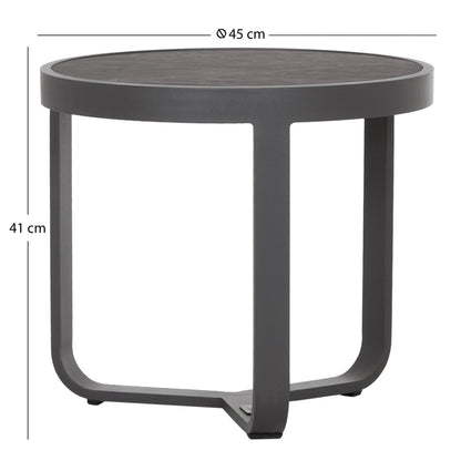 Round Side Table Devious Sm6440.01 Charcoal Aluminum--grey Sintered Stone Top Φ45x41h