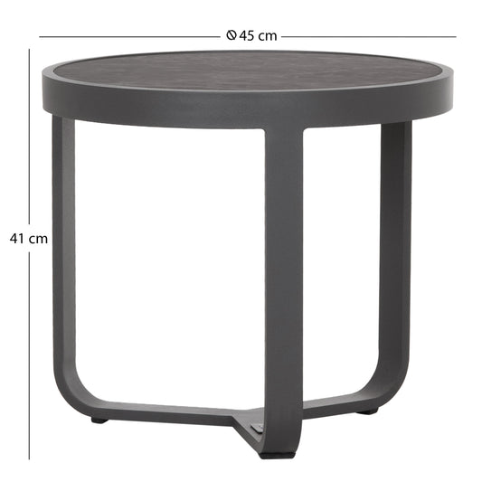 Round Side Table Devious Sm6440.01 Charcoal Aluminum--grey Sintered Stone Top Φ45x41h