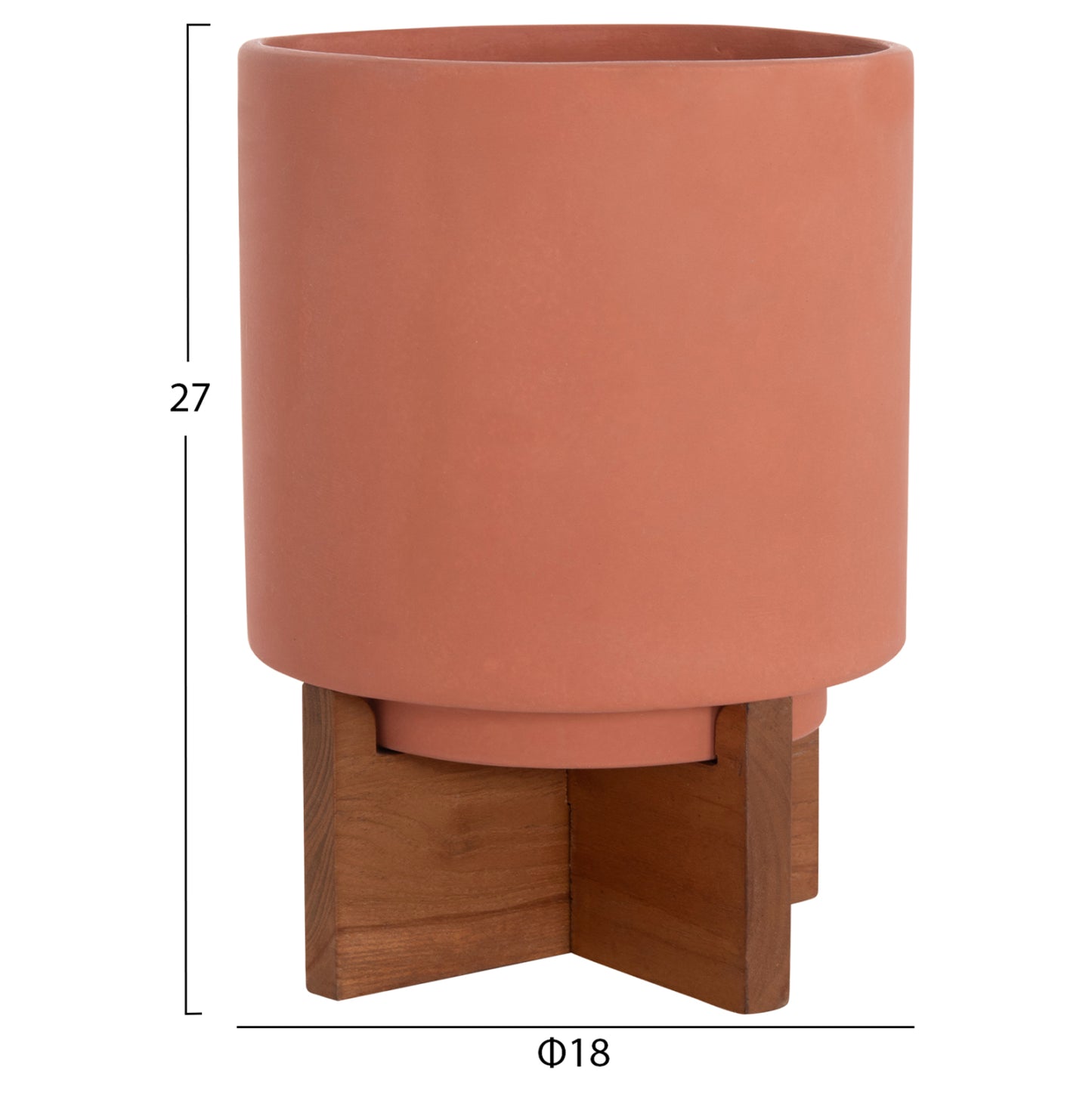 Set 3 Pots/vases With Teak Bases Tanti Hm4685 Fiber Cement In 3 Colors